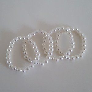 Plastic Faux Pearl Stretch Bracelets (4)